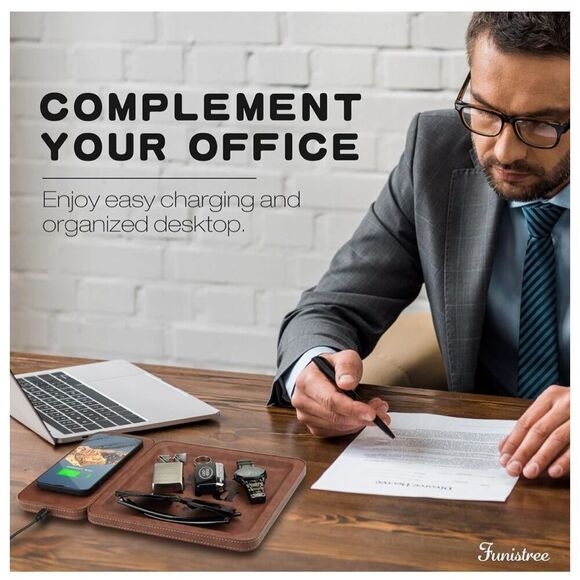 NEW Fathers Day Vegan Leather Wireless Charging Station & Valet Gift Set - Picture 7 of 9